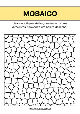 Atividade de arte mosaico para imprimir para Educação Infantil, 1º Ano, 2º Ano de Artes, Mosaico - Material educacional