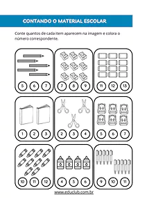 Contando o material escolar