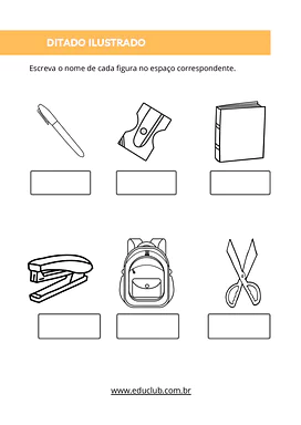 Ditado ilustrado para imprimir para Educação Infantil, 1º Ano, 2º Ano de Português, Alfabetização, Ortografia - Material e...