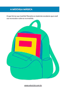 A mochila mágica para Educação Infantil, 1º Ano de Português, Alfabetização, Artes - Material educacional