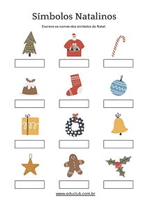 Escrever os nomes dos símbolos do Natal