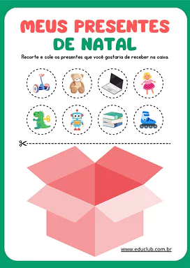 Atividade de colagem natalina para imprimir para Educação Infantil, 1º Ano de Datas Comemorativas, Artes - Material educac...