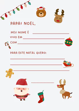 Cartinha do Papai Noel para imprimir para Educação Infantil, 1º Ano, 2º Ano de Datas Comemorativas, Natal, Produção de tex...