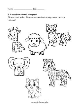 Atividades de animais selvagens para imprimir para Educação Infantil, 1º Ano de Animais, Ciências - Material educacional