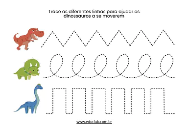 Atividades com dinossauro para Educação Infantil para Educação Infantil de Habilidades Perceptivas, Atenção e Concentração...