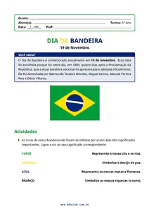 Atividade sobre o dia da bandeira para o 5º ano do ensino fundamental