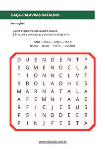 Caça-palavras natalino para imprimir