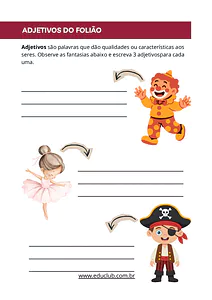 Atividades de gramática e ortografia no carnaval para 3º ano