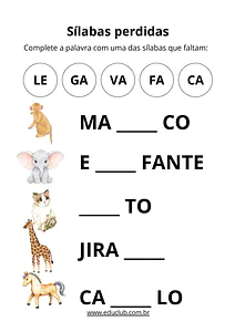 Atividade das sílabas perdidas