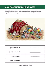 Matemática de Natal para 1º ano de contagem e adição divertida