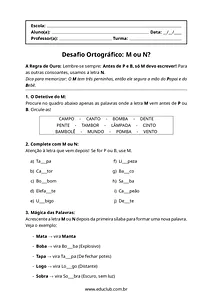 Atividades com M antes de P ou B