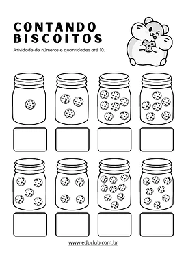 Atividade de números e quantidades até 10 para Educação Infantil, 1º Ano de Números, Conceitos Matemáticos, Matemática - M...