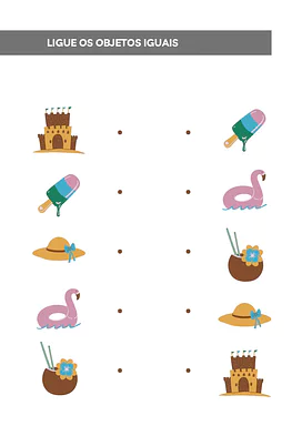 Ligue os objetos iguais para Educação Infantil de Habilidades Perceptivas, Atenção e Concentração - Material educacional