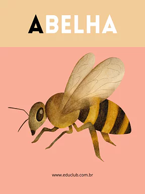 Cartaz A de abelha para imprimir para Educação Infantil, 1º Ano de Português, Alfabetização - Material educacional