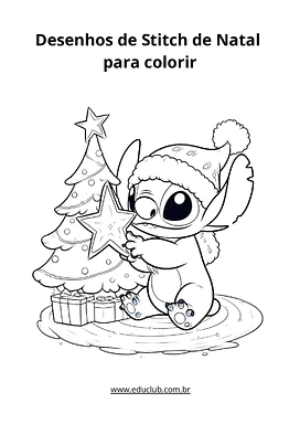 Desenhos de Stitch de Natal para colorir para Educação Infantil, 1º Ano, 2º Ano, 3º Ano de Natal, Datas Comemorativas, Art...