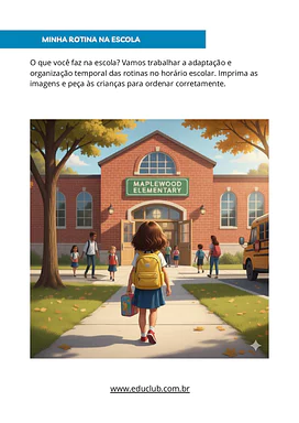 Minha rotina na escola para Educação Infantil, 1º Ano de Atenção e Concentração, Educação Emocional, Volta às Aulas - Mate...