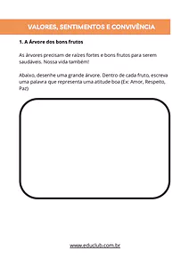 Atividade de ensino religioso para anos iniciais - valores e convivência