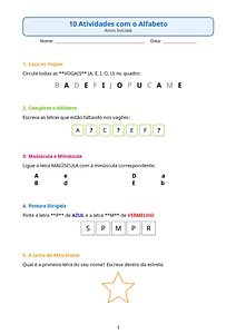  10 atividades com alfabeto para crianças dos anos iniciais