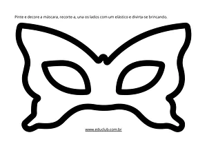 Máscara de borboleta para imprimir e colorir