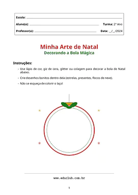 Atividade de arte sobre o Natal para 2º ano para 2º Ano de Datas Comemorativas, Artes - Material educacional