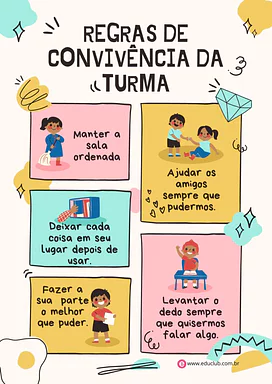 Regras de boas maneiras de convivência para sala de aula para Educação Infantil, 1º Ano, 2º Ano de Educação Emocional, Rec...