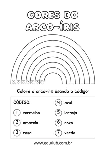 Atividade com arco-íris para colorir