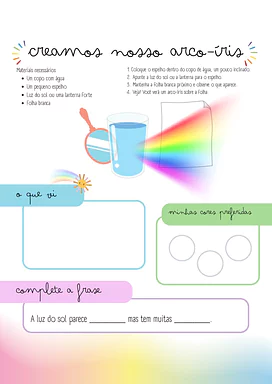 Atividade sobre arco-íris para Educação Infantil para Educação Infantil de Ciências - Material educacional