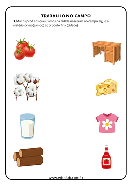 Atividades sobre trabalho no campo e na cidade 3º e 4º ano para 3º Ano, 4º Ano de Geografia, Ciências Sociais - Material e...