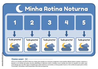 Atividade sobre a rotina da noite para imprimir para Educação Infantil, 1º Ano de Educação Emocional - Material educacional