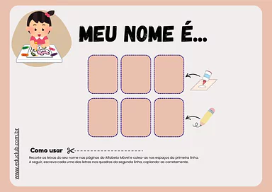 Atividade do nome próprio para Educação Infantil para Educação Infantil de Educação Emocional, Português, Alfabetização - ...