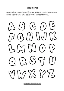 Atividade com as letras do nome para imprimir