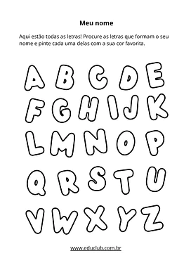 Atividade com as letras do nome para imprimir para Educação Infantil, 1º Ano de Português - Material educacional