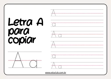 Letras do alfabeto para copiar para Educação Infantil, 1º Ano de Português, Alfabetização, Caligrafia - Material educacional