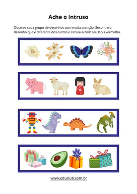 Atividades de percepção visual para Educação Infantil 5 anos para Educação Infantil de Alfabetização, Matemática - Materia...