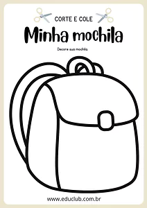 Atividade para o primeiro dia de aula do 1º ano EF: Minha mochila