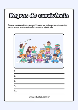Atividade sobre regras de convivência para 4º e 5º ano EF para 4º Ano, 5º Ano de Ciências Sociais, Educação Emocional, Edu...