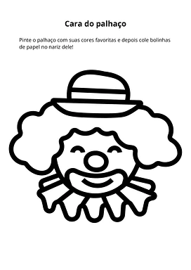 Atividade de Carnaval: máscara de palhaço para colorir e imprimir para Educação Infantil, 1º Ano, 2º Ano de Datas Comemora...