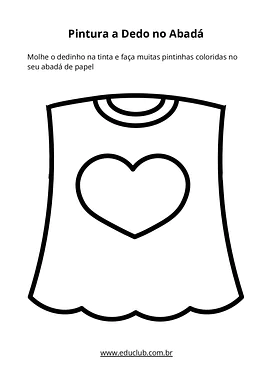 Desenho de camiseta de Carnaval para pintura a dedo para Educação Infantil, 1º Ano de Datas Comemorativas, Artes - Materia...