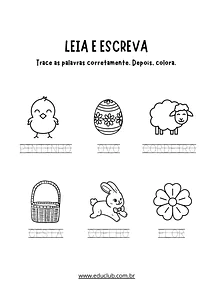Atividade de caligrafia de Páscoa: tracejado da palavra