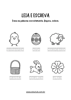Atividade de caligrafia de Páscoa: tracejado da palavra para Educação Infantil, 1º Ano de Datas Comemorativas, Português -...