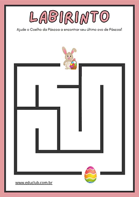 Atividade de labirinto de Páscoa para Imprimir - nível fácil para Educação Infantil, 1º Ano, 2º Ano de Datas Comemorativas...
