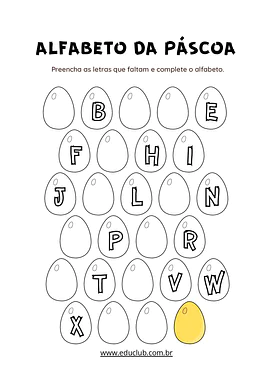 Atividade de alfabeto da Páscoa para Educação Infantil, 1º Ano de Português - Material educacional