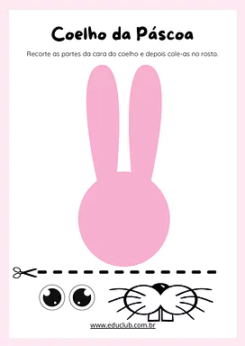 Atividade de recortar e colar: monte o coelho de Páscoa para Educação Infantil, 1º Ano de Datas Comemorativas, Artes - Mat...