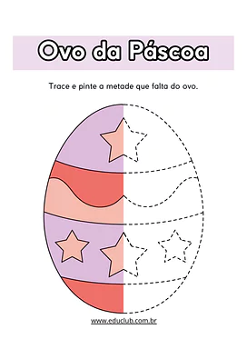 Desenho de ovo de Páscoa para completar a Simetria para Educação Infantil, 1º Ano, 2º Ano de Matemática, Artes - Material ...