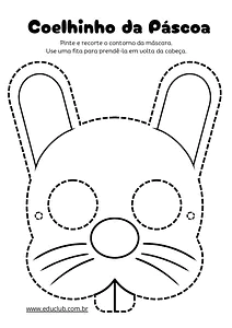 Máscara do coelhinho da Páscoa para colorir