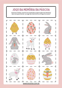 Jogo da memória dos símbolos da Páscoa para imprimir