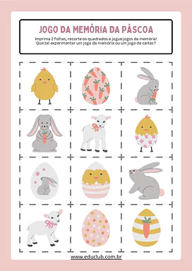 Jogo da memória dos símbolos da Páscoa para imprimir para Educação Infantil, 1º Ano, 2º Ano de Datas Comemorativas, Jogos ...