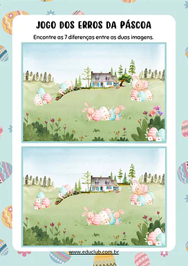 Jogo dos 7 erros de Páscoa para imprimir para Educação Infantil, 1º Ano, 2º Ano, 3º Ano de Datas Comemorativas - Material ...