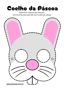 Máscara do coelho da Páscoa para imprimir