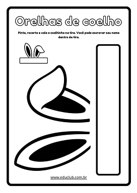 Orelhas de coelho para imprimir para Educação Infantil, 1º Ano de Datas Comemorativas, Artes - Material educacional